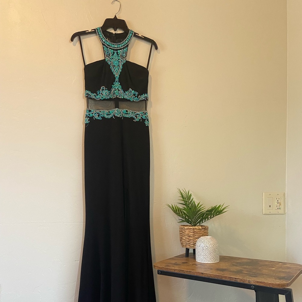 Black Jersey knit evening dress